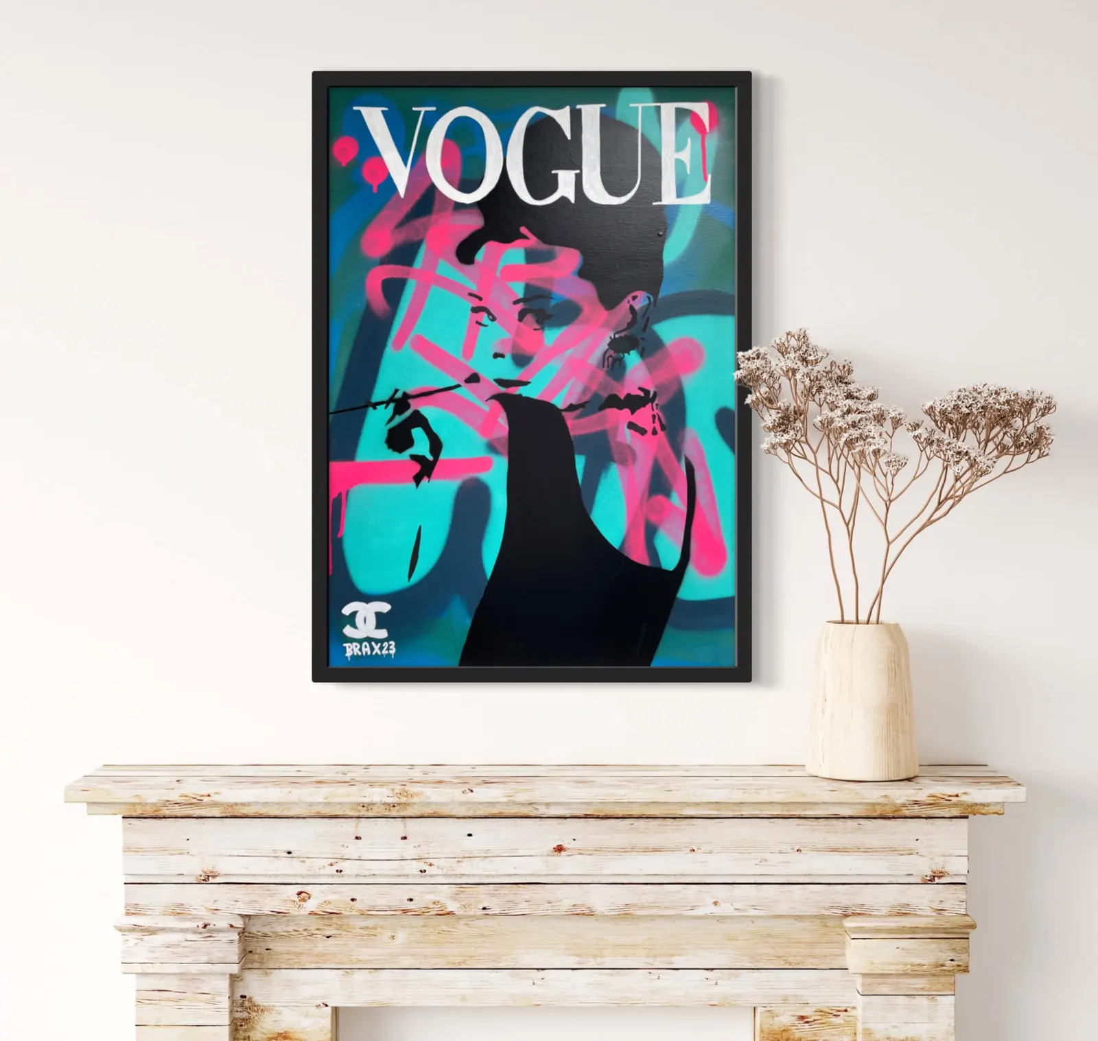 Audrey Hepburn in Vogue – Pop-Art-Gemälde von Braxart